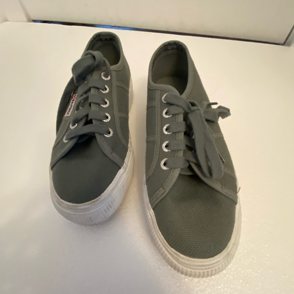 Superga size 6.5 grey platform sneakers